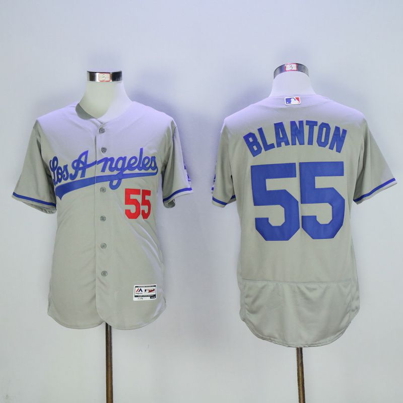 Men Los Angeles Dodgers #55 Blanton Grey MLB Jerseys->los angeles dodgers->MLB Jersey